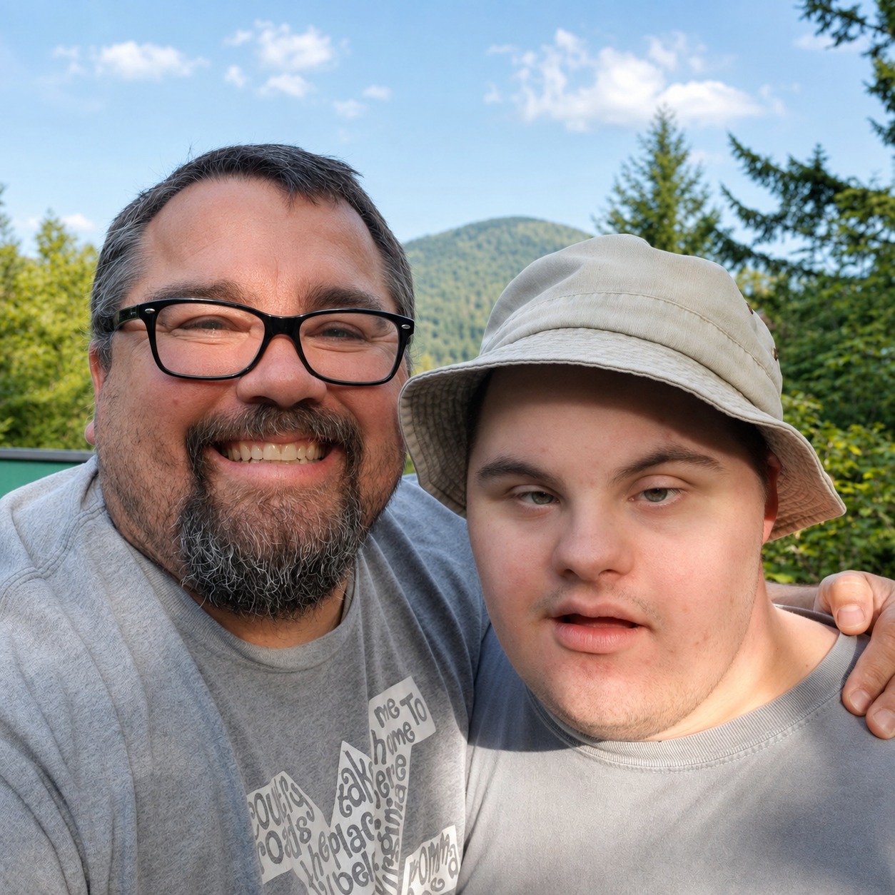 A board member with a camp participant enjoying the outdoors
